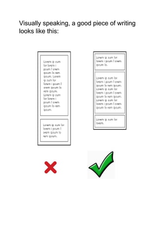 Visually speaking, a good piece of writing
looks like this:
 