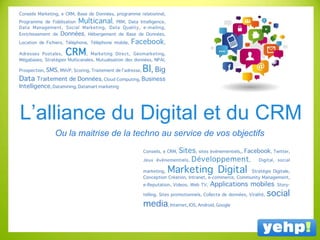 Ou la maitrise de la techno au service de vos objectifs
L’alliance du Digital et du CRM
 