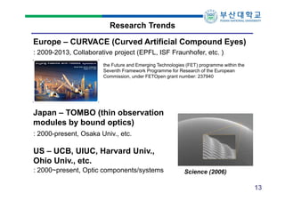 Research Trends
Europe – CURVACE (Curved Artificial Compound Eyes)
: 2009-2013, Collaborative project (EPFL, ISF Fraunhofe...