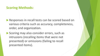 recall test , how to conduct recall test . | PPTX