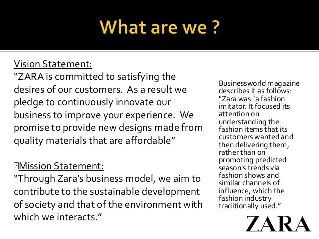 mission and vision of zara fashion