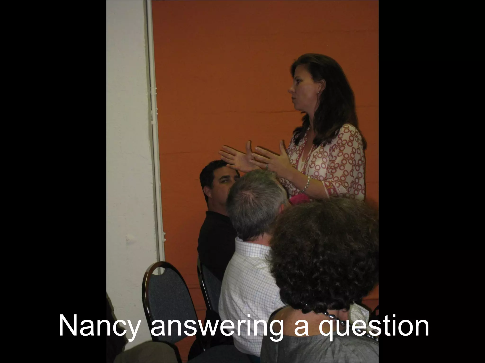 Nancy answering a question 