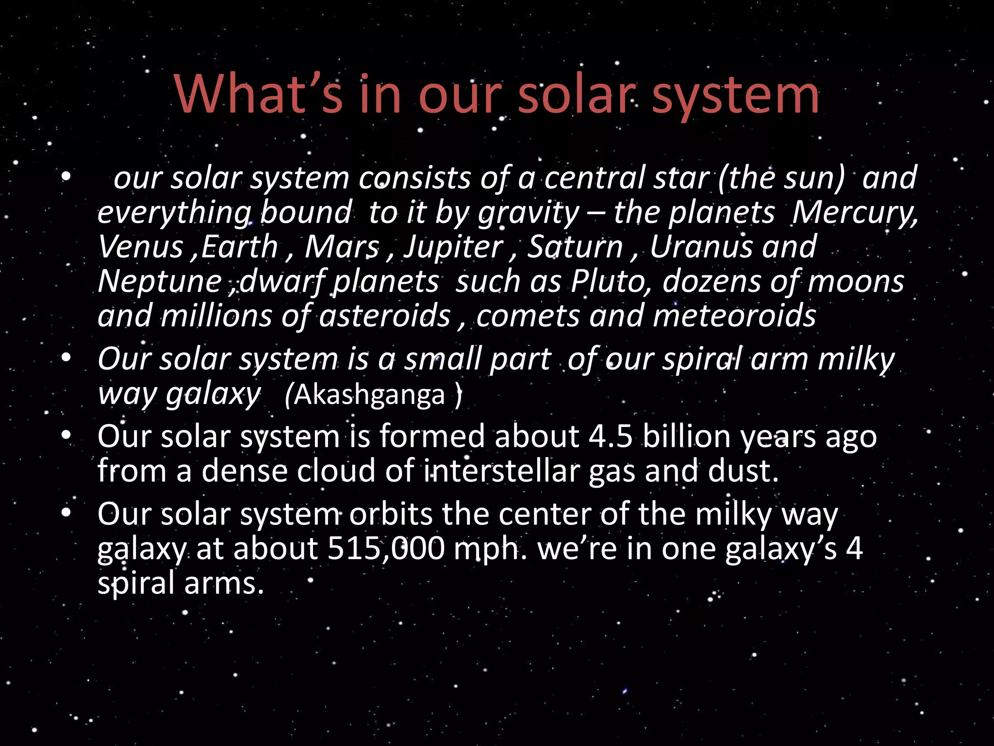 Presentation on solar system
