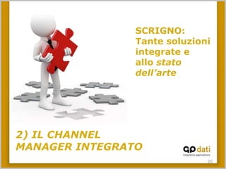 SCRIGNO:
                Tante soluzioni
                integrate e
                allo stato
                dell’arte




2) IL CHANNEL
MANAGER INTEGRATO
                              20
 