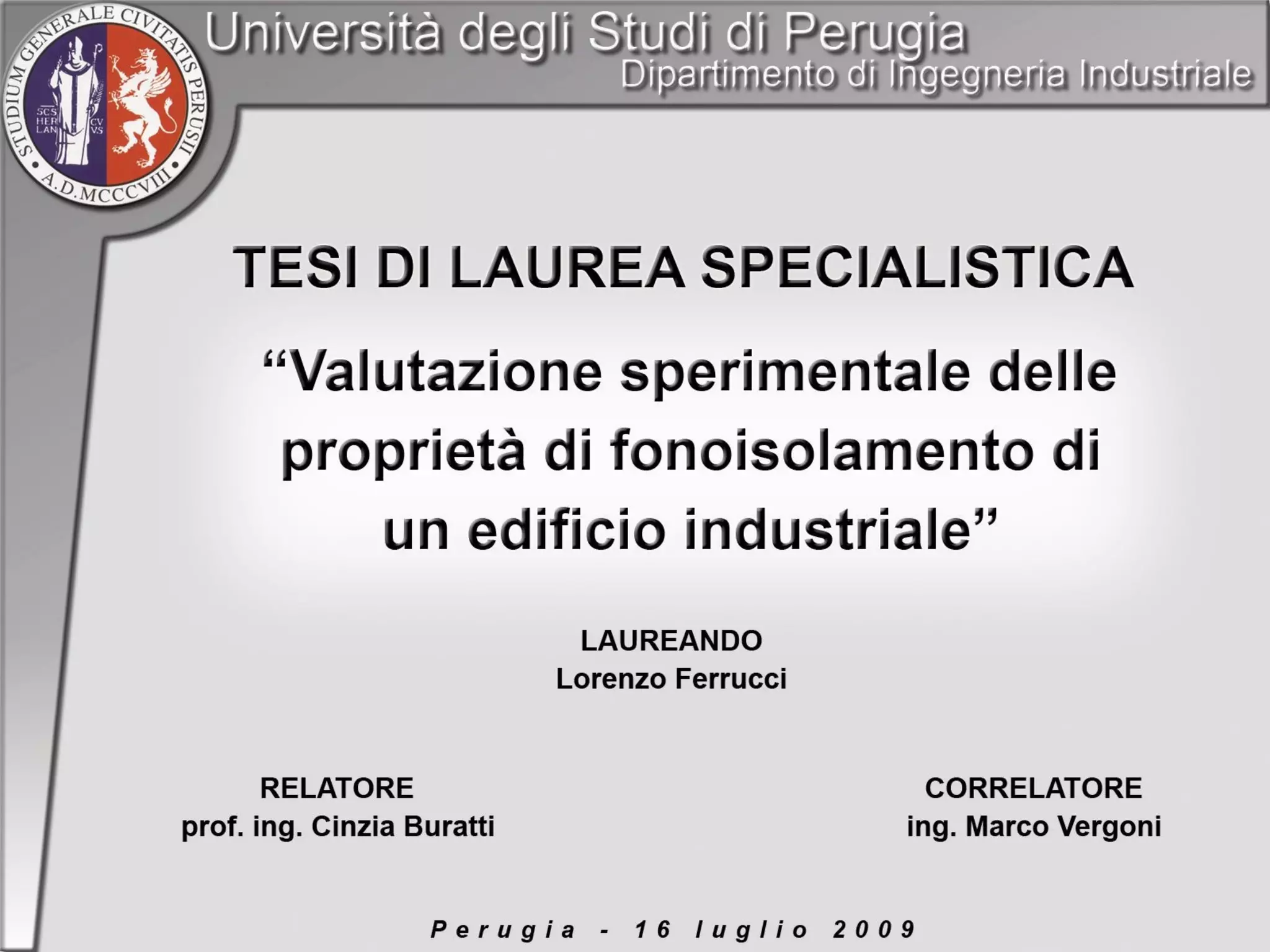 Presentazione Tesi di Laurea Specialistica | PPT