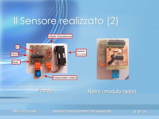 Il Sensore realizzato (2)




                   Fronte                       Retro (modulo radio)


Mario Piccinelli            Sensori Potenziometrici WirelessUSB    6 of 14
 