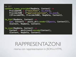 RAPPRESENTAZONI
risorsa con rappresentazioni in JSON e HTML
 