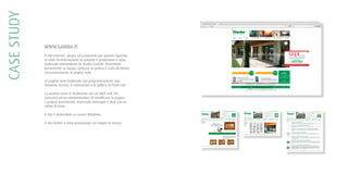 CASESTUDY
WWW.GAMBA.IT
Il sito internet, ampio ed esauriente per quanto riguarda
la mole di informazioni su azienda e produzione è stato
realizzato interamente da Studio Castelli. Presentato
iniziamente su layout cartaceo, la grafica è stata declinata
successivamente in pagine web.
Le pagine sono realizzate con programmazione asp,
database Access; le animazioni e le gallery in Flash swf.
La sezione news è strutturata con un back end che
consenta ad un amministratore di modificare la pagina
a proprio piacimento, inserendo immagini e testi con un
editor di testo.
Il sito è domiciliato su server Windows.
Il sito inoltre è stato posizionato sui motori di ricerca.
 