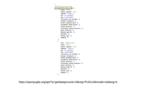 https://openpuglia.org/api/?q=getdatapccovid-19&reg=PUGLIA&mode=ts&lang=it
 