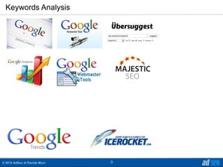 Keywords Analysis




© 2012 AdSeo di Davide Muci   9
 