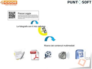 Creo un pannello in forex da esporre nei pressi di un monumento
               Piazza Loggia
               Lorem ipsum dolor sit amet, consectetur adipiscing elit. Mauris libero lectus,
               placerat at pretium vitae, fermentum id ligula. In hac habitasse platea dictumst.
               Phasellus malesuada tristique tellus quis placerat. Curabitur sed nisl quis libero
               interdum dictum. Vestibulum tempus, justo posuere luctus eleifend, dolor tellus
               tempus magna, eu venenatis nisi justo eget nibh. Quisque tempus, sem vitae
               posuere euismod, lorem lo




             Lo fotografo con il mio cellulare




                                                                                                    Ricevo dei contenuti multimediali
 