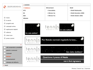 Home/ lavori az / banner cataloghi online applicazioni digitali editoria client care press e premi home    BANNER la storia    back    DeBeers DTC Eti SEA Shell Winnerland   Scavoletto   Winner ita Winner fra Allstate Shell Multiscelta Shell dicembre 2000 Shell ottobre 2001 banner stampa ed editoria giochi e concorsi presentazioni richmail siti corporate e prodotto  progetti web 