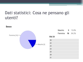 Dati statistici: Cosa ne pensano gli
utenti?
 