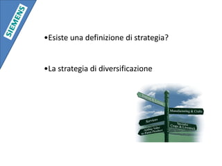 La strategia di diversificazioneSIEMENS AGsettore sanitariosettore industrialeabilità in campo tecnologicobusiness settori                                                                                  trasversalisettore energeticoservizi settori trasversali