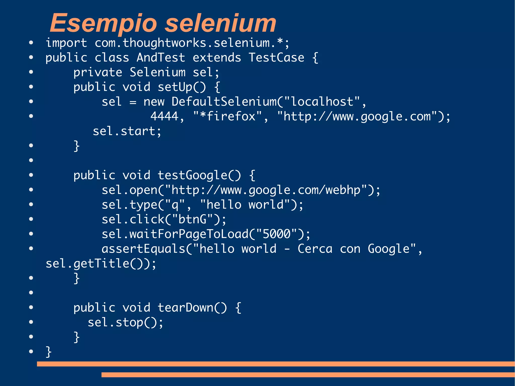Presentazione Testing automatizzato