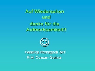 Auf Wiedersehenund danke für die Aufmerksamkeit!!    Federica Romagnoli 3AT      R.M. Cossar- Gorizia