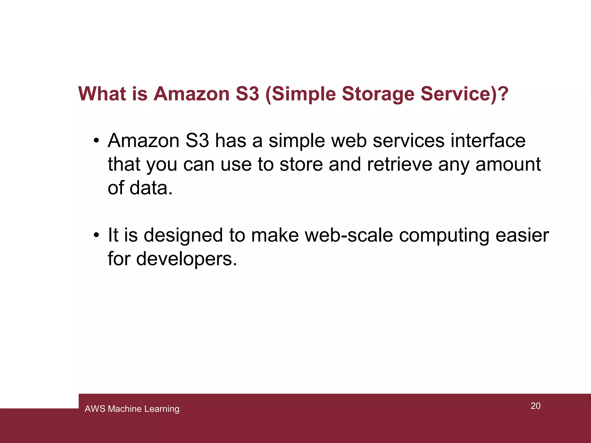 Precision and Recall
20AWS Machine Learning
 