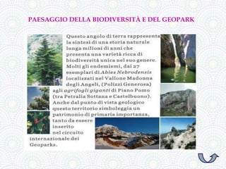 PAESAGGIO DELLA BIODIVERSITÀ E DEL GEOPARK
 