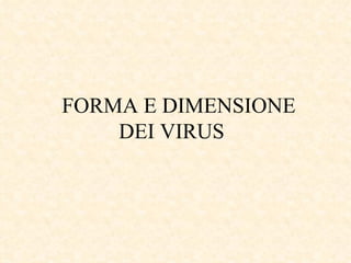 FORMA E DIMENSIONE  DEI VIRUS 