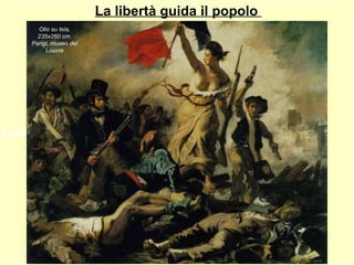 La libertà guida il popolo
        Olio su tela,
        235x260 cm.
      Parigi, museo del
           Louvre




La libertà guida il popolo
 