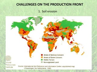 CHALLENGES ON THE PRODUCTION FRONT
1. Soil erosion
 