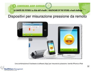 Dispositivi per misurazione pressione da remoto




    Una combinazione di hardware e software (App) per misurare la pressione tramite iPhone e IPad
                                                                                                    32
 