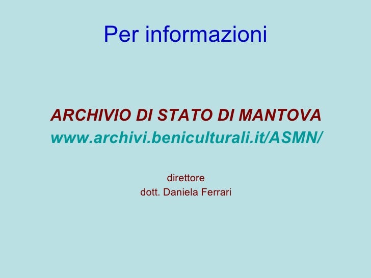 Presentazione archivio di stato mantova