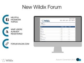 New Wildix Forum 
Autumn Convention 2014 
HELPFUL 
FACEBOOK 
TOPICS 
WMP USERS 
ALREADY 
REGISTERED 
FORUM.WILDIX.COM 
 