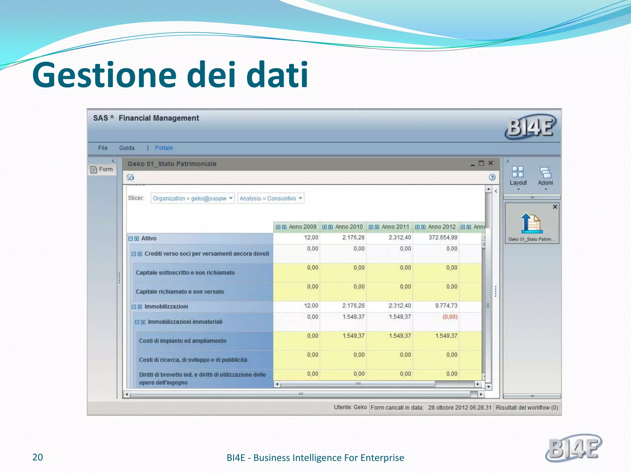 Gestione dei dati




20         BI4E - Business Intelligence For Enterprise
 