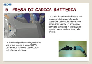 18 
5- PRESA DI CARICA BATTERIA 
La presa di carica della batteria alta tensione è integrata nella parte posteriore del ve...