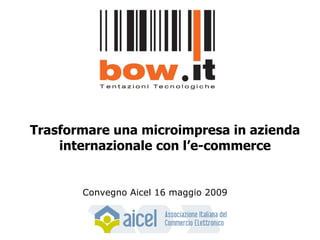Trasformare una microimpresa in azienda internazionale con l’e-commerce Convegno Aicel 16 maggio 2009 