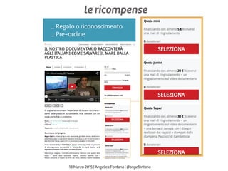 le ricompense
18 Marzo 2015 | Angelica Fontana | @angefontana
_ Regalo o riconoscimento
_ Pre-ordine
 