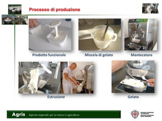 Processo di produzione
Prodotto funzionale Miscela di gelato Mantecatore
Estrusione Gelato
 