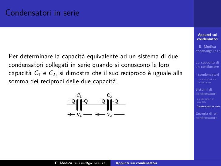 Capacità Equivalente Condensatori In Serie