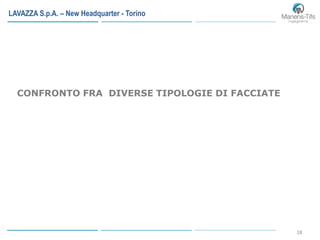 18
LAVAZZA S.p.A. – New Headquarter - Torino
CONFRONTO FRA DIVERSE TIPOLOGIE DI FACCIATE
 