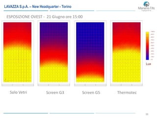 39
ESPOSIZIONE OVEST - 21 Giugno ore 15:00
Solo Vetri Screen G3 Screen G5 Thermotec
LAVAZZA S.p.A. – New Headquarter - Torino
 