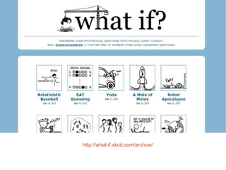http://what-if.xkcd.com/archive/

 