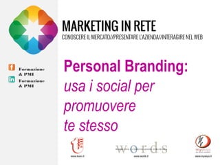 Formazione 
& PMI Personal Branding: 
Formazione 
& PMI 
usa i social per 
promuovere 
te stesso 
 