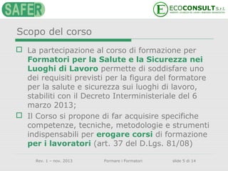 Corso formare i formatori per la salute e la sicurezza nei luoghi di ...