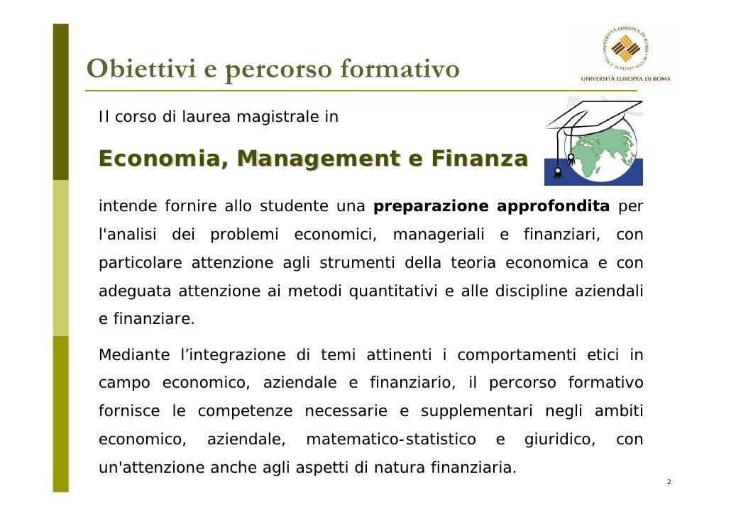 Corso di Laurea Magistrale in Economia, Management e Finanza (LM-56)