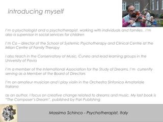 introducing myself
I’m a psychologist and a psychotherapist, working with individuals and families . I’m
also a supervisor...