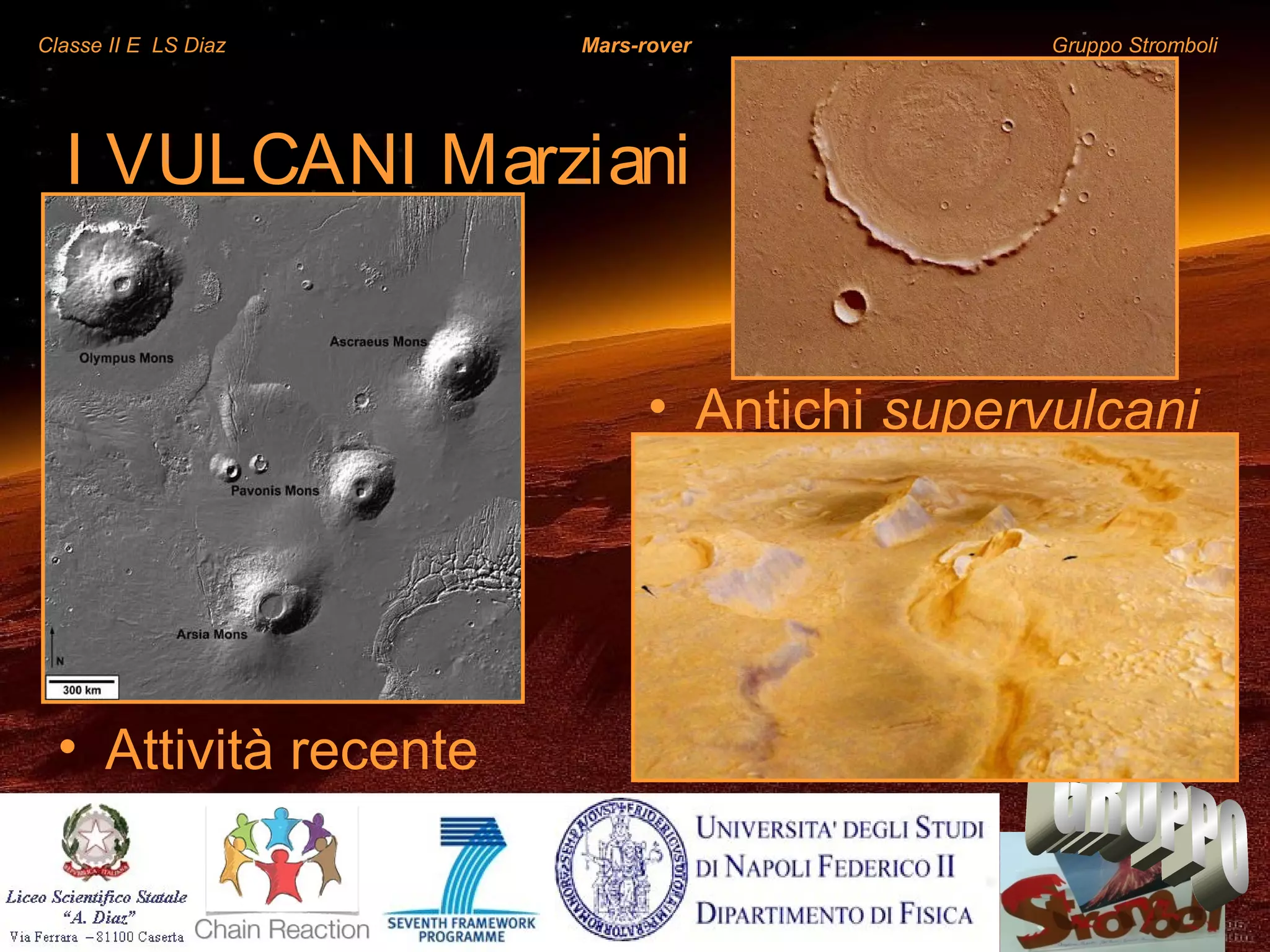 Classe II E LS Diaz Mars-rover Gruppo Stromboli
I VULCANI Marziani
• Antichi supervulcani
• Attività recente
 