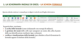 1. LA SCHERMATA INIZIALE DI EXCEL - LA SCHEDA FORMULE
 