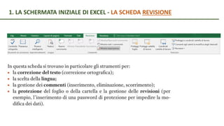 1. LA SCHERMATA INIZIALE DI EXCEL - LA SCHEDA REVISIONE
 