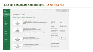 1. LA SCHERMATA INIZIALE DI EXCEL – LA SCHEDA FILE
 