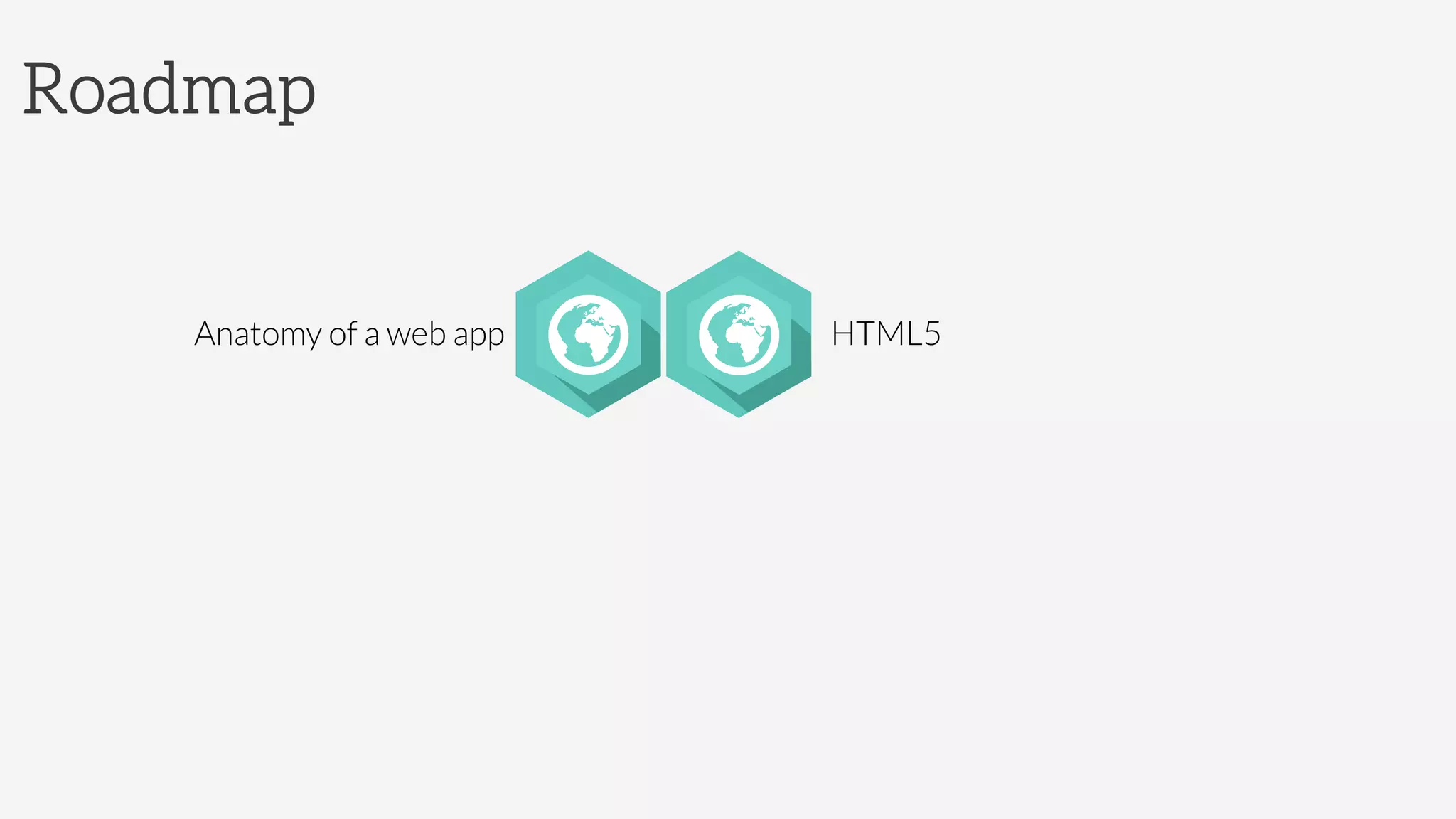 Roadmap
Anatomy of a web app
 HTML5
 