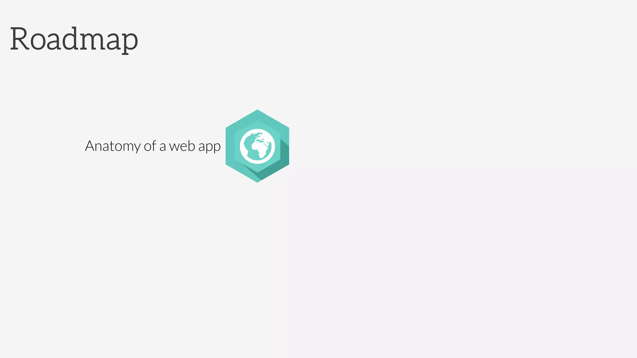 Roadmap
Anatomy of a web app
 