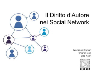 Il Diritto d’Autore
nei Social Network
Marianne Craman
Chiara Freno
Elisa Negri
 