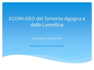 ECOMUSEO del Torrente Agogna e
della Lomellina
San Giorgio Lomellino (PV)

Associazione Tracce di Territorio

 