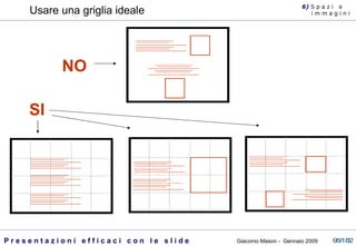 Usare una griglia ideale NO SI 6)  S  p a z i  e  i m m a g i n i 